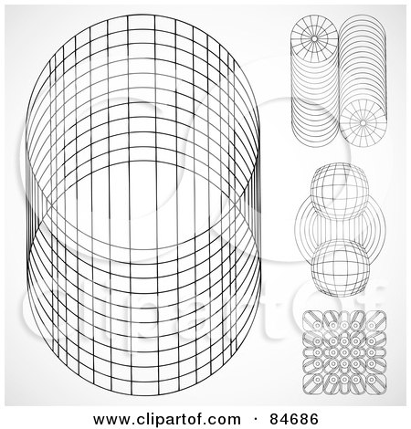 Royalty-Free (RF) Clipart Illustration of a Digital Collage Of Black And White Tube Graphics by BestVector