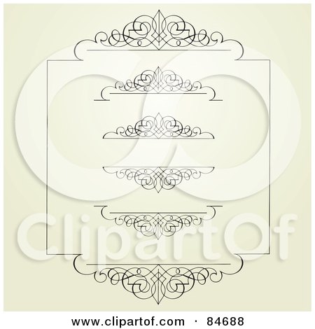 Royalty-Free (RF) Clipart Illustration of a Digital Collage Of Swirl Borders And Headers by BestVector
