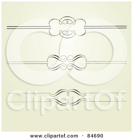 Royalty-Free (RF) Clipart Illustration of a Digital Collage Of Three Swirl Header Elements by BestVector