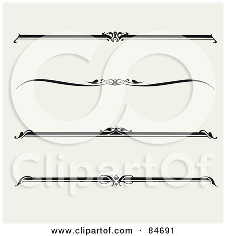 Royalty-Free (RF) Clipart Illustration of a Digital Collage Of Four Black And White Straight Website Headers On White by BestVector