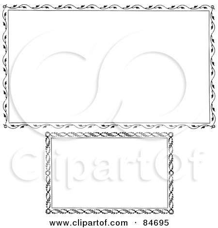 Royalty-Free (RF) Clipart Illustration of a Digital Collage Of Two Flora Vine Borders In Black And White by BestVector