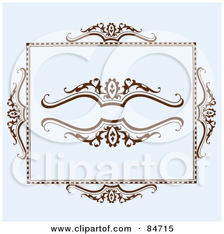 Royalty-Free (RF) Clipart Illustration of a Digital Collage Of Elegant Brown Borders And Elements On Pastel Blue by BestVector