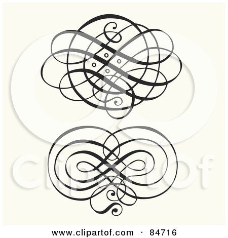 Royalty-Free (RF) Clipart Illustration of a Digital Collage Of Black And White Swirly Designs by BestVector