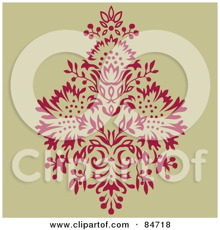 Royalty-Free (RF) Clipart Illustration of a Pink Floral Pattern On Tan - Version 1 by BestVector