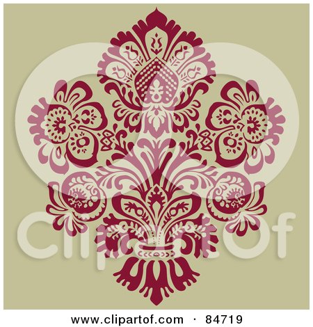 Royalty-Free (RF) Clipart Illustration of a Pink Floral Pattern On Tan - Version 2 by BestVector