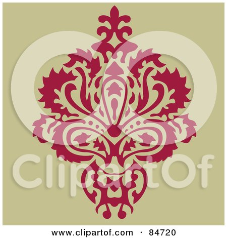 Royalty-Free (RF) Clipart Illustration of a Pink Floral Pattern On Tan - Version 3 by BestVector