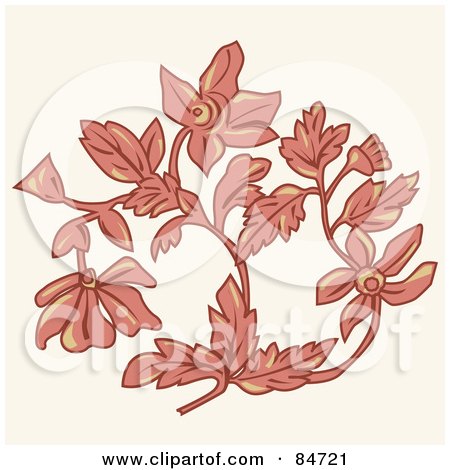 Royalty-Free (RF) Clipart Illustration of a Pink Floral Branch On Pastel Pink by BestVector