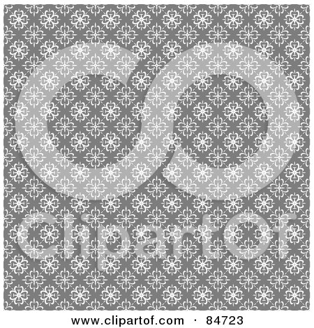 Royalty-Free (RF) Clipart Illustration of a Seamless Repeat Background Of Tiny White Flowers On Gray by BestVector