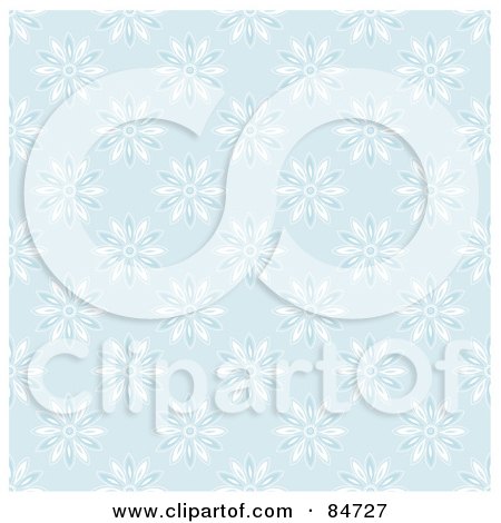 Royalty-Free (RF) Clipart Illustration of a Seamless Repeat Background Of Blue And White Daisy Flowers On Blue by BestVector