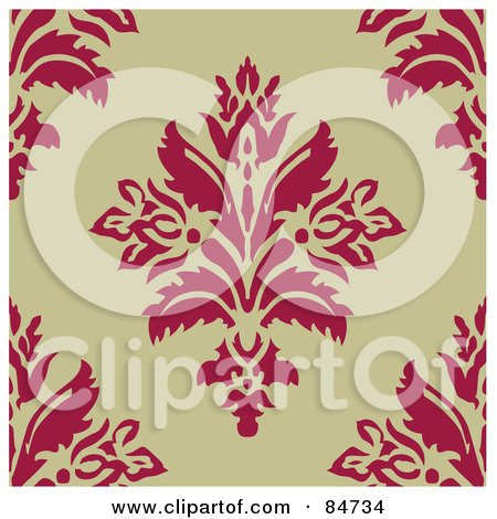 Royalty-Free (RF) Clipart Illustration of a Seamless Repeat Background Of Pink Corners And Flowers On Tan by BestVector
