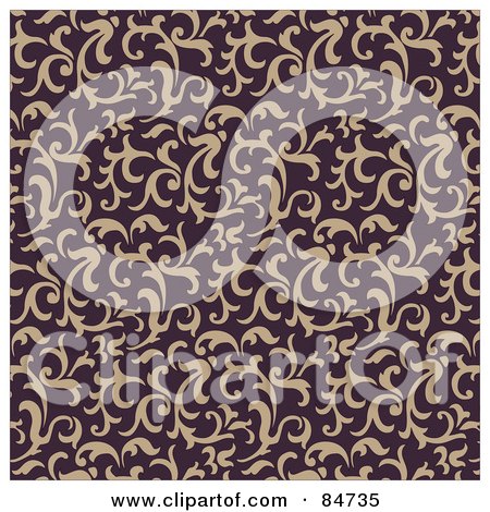 Royalty-Free (RF) Clipart Illustration of a Seamless Repeat Background Of Beige Vines On Dark Purple by BestVector
