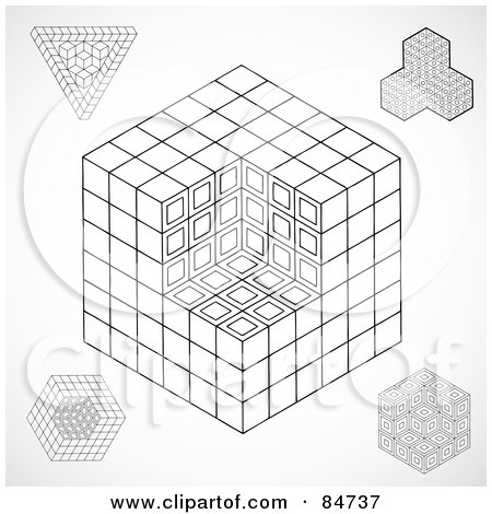 Royalty-Free (RF) Clipart Illustration of a Digital Collage Of Blocks And Cubes by BestVector