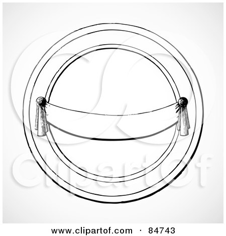Royalty-Free (RF) Clipart Illustration of a Circle Frame With A Blank Banner by BestVector