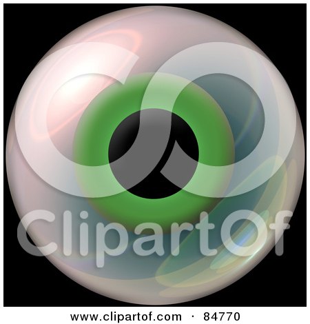 Royalty-Free (RF) Clipart Illustration of a Shiny Green Eye Iris On Black by Arena Creative
