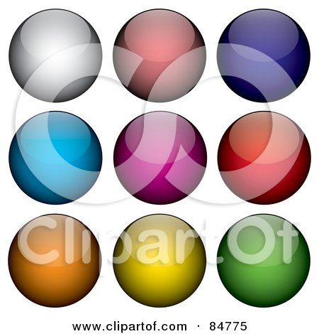 Royalty-Free (RF) Clipart Illustration of a Digital Collage Of Nine Shiny Colorful Round App Buttons by Arena Creative