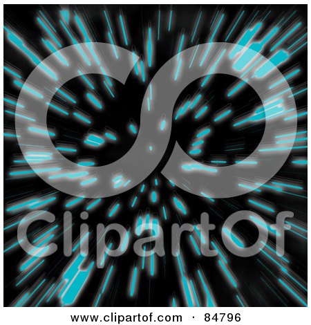 Royalty-Free (RF) Clipart Illustration of a Background Of Blue Blurred Lasers Zooming By On Black by Arena Creative