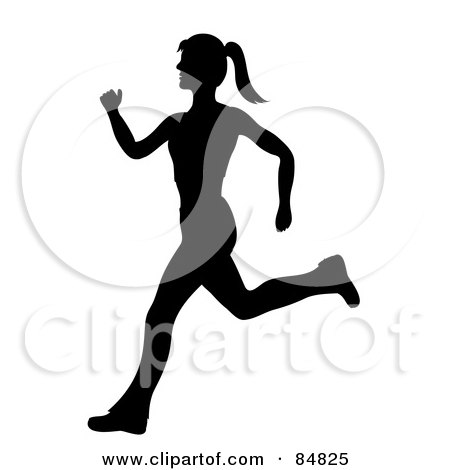 woman running clipart black and white