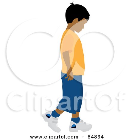 Royalty-Free (RF) Clipart Illustration of a Little Indian Boy Walking To The Right by Pams Clipart