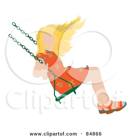 Royalty-Free (RF) Clipart Illustration of a Blond Caucasian Girl Swinging by Pams Clipart