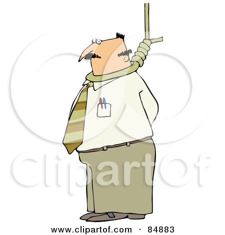 Royalty-Free (RF) Clipart Illustration of a Caucasian Businessman Ready To Hang From A Noose by djart