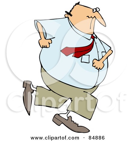 Royalty-Free (RF) Clipart Illustration of a Chubby Caucasian Businessman Running Away by djart