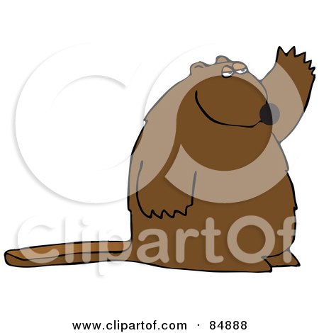 Royalty-Free (RF) Clipart Illustration of a Big Brown Beaver Waving And Facing Right by djart