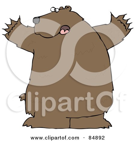Royalty-Free (RF) Clipart Illustration of a Large Brown Bear Holding His Arms Out by djart