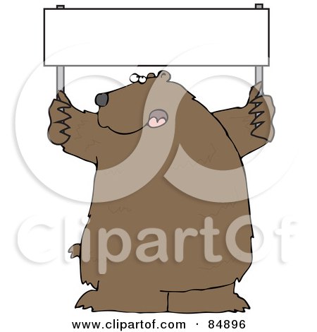 Royalty-Free (RF) Clipart Illustration of a Large Brown Bear Holding Up A Blank Sign by djart