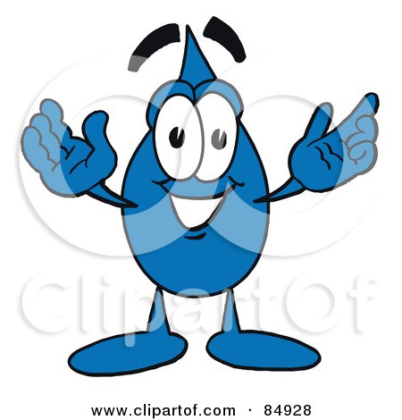 Royalty-Free (RF) Clipart Illustration of a Dark Water Drop Mascot Cartoon Character With Welcoming Open Arms by Mascot Junction