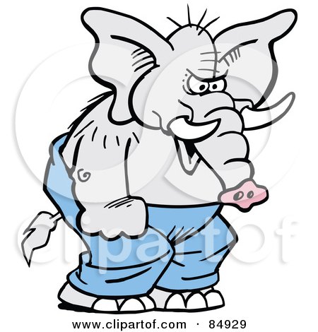 Royalty-Free (RF) Clipart Illustration of a Mad Elephant Throwing A Temper Tantrum by Johnny Sajem