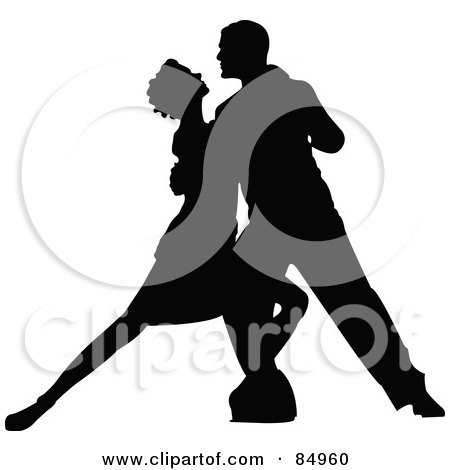 Royalty-Free (RF) Clipart Illustration of a Tango Dancing Couple In Silhouette - Pose 3 by Pushkin