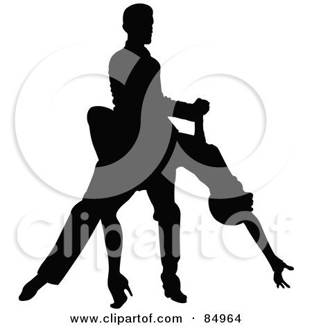 Royalty-Free (RF) Clipart Illustration of a Tango Dancing Couple In Silhouette - Pose 1 by Pushkin