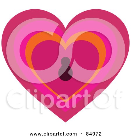 Royalty-Free (RF) Clipart Illustration of a Heart With A Key Hole in the Center by Pushkin