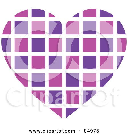 Royalty-Free (RF) Clipart Illustration of a Heart Made of Purple Tiles by Pushkin