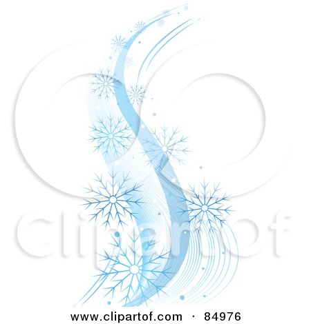 Royalty-Free (RF) Clipart Illustration of a Wintry Design Element Of Waves And Snowflakes by Pushkin