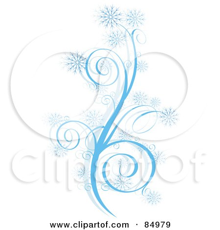 Royalty-Free (RF) Clipart Illustration of a Wintry Design Element Of Swirls And Snowflakes by Pushkin