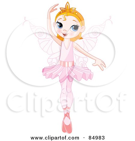 Royalty-Free (RF) Clipart Illustration of a Pretty Ballerina Fairy Dancing With One Arm Over Her Head by Pushkin