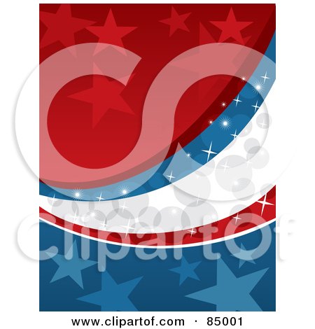 Royalty-Free (RF) Clipart Illustration of a Starry Red, White And Blue Sparkly American Colored Background by David Rey