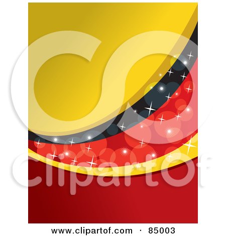 Royalty-Free (RF) Clipart Illustration of a Red, Yellow And Black Sparkly German Colored Background - Version 1 by David Rey