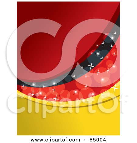 Royalty-Free (RF) Clipart Illustration of a Red, Yellow And Black Sparkly German Colored Background - Version 3 by David Rey