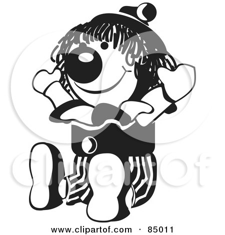 Royalty-Free (RF) Clipart Illustration of a Black And White Party Clown by David Rey