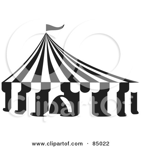 Royalty-Free (RF) Clipart Illustration of a Black And White Big Top Circus Tent by David Rey