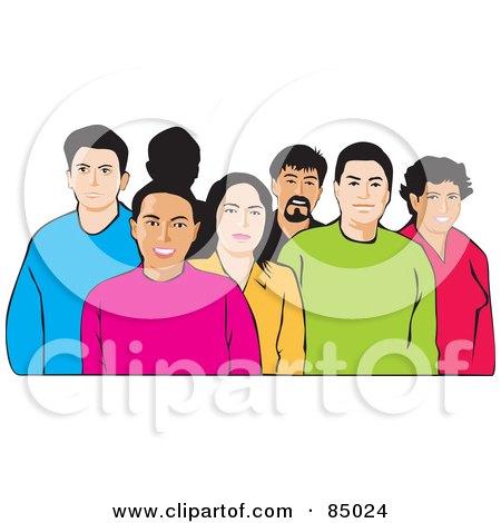 Royalty-Free (RF) Clipart Illustration of a Diverse Group Of Friendly People by David Rey