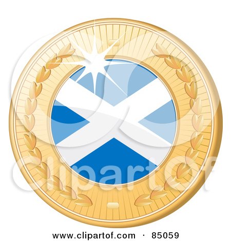 Royalty-Free (RF) Clipart Illustration of a 3d Golden Shiny Scotland Medal by elaineitalia