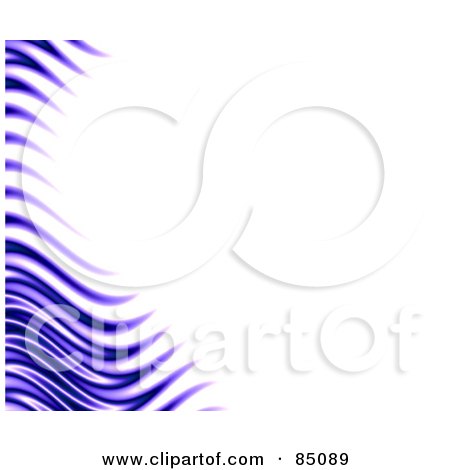 Royalty-Free (RF) Clipart Illustration of a Left Border Of Blue Wavy Flames Over White Text Space by Arena Creative
