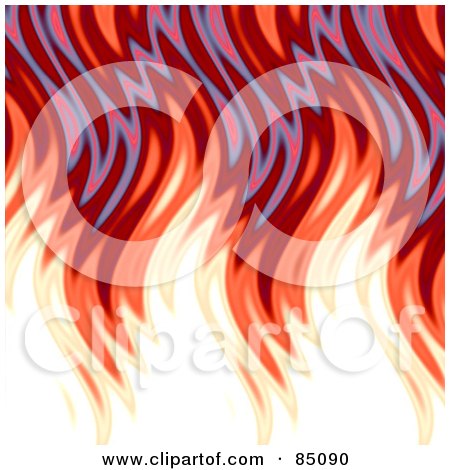 Royalty-Free (RF) Clipart Illustration of Jaggedy Red Wavy Flames On White by Arena Creative