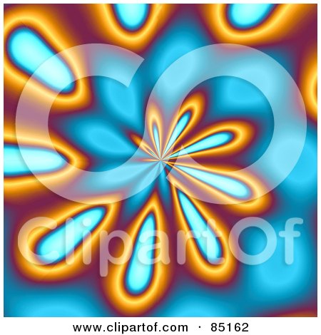 Royalty-Free (RF) Clipart Illustration of a Funky Blue And Orange Spiral Tunnel Background by Arena Creative