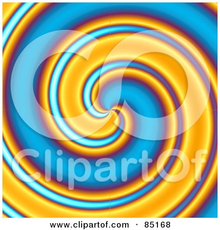 Royalty-Free (RF) Clipart Illustration of a Funky Blue And Orange Spiral Swirl Background by Arena Creative