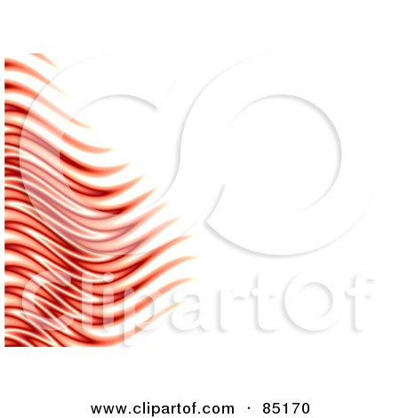 Royalty-Free (RF) Clipart Illustration of a Left Border Of Red Wavy Flames Over White Text Space by Arena Creative