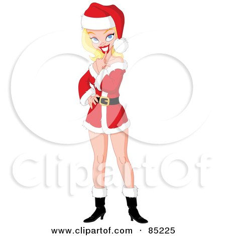 Royalty-Free (RF) Clipart Illustration of a Sexy Blond Woman In A Santa Suit by yayayoyo